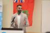 Progressive Conservative Leader Obby Khan speaks during a public reception at Credit Union Place in Dauphin on Thursday evening. (Alex Lambert/The Brandon Sun)
