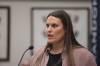 City of Brandon recreation director Heather Reimer speaks at the Sept. 8 council meeting. (Alex Lambert/The Brandon Sun)