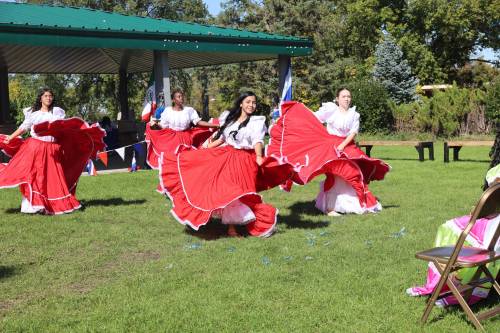Costa Rican dancers entertain guests during the Hispanic Association of Manitoba Inc. (HAMI) independence celebration at Rideau Park on Saturday. (Abiola Odutola/The Brandon Sun)