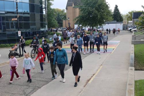 2026 Terry Fox Run runners and walkers of different ages start the event in support of cancer research at Brandon University on Sunday morning. (Abiola Odutola/The Brandon Sun)