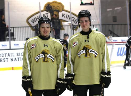 New Brandon Wheat Kings captain Jaxon Jacobson, left, will be joined on the team&rsquo;s leadership group by alternate captain Brady Turko. The two are close friends who have bonded through hockey. (Perry Bergson/The Brandon Sun) Sept. 19, 2026