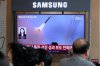 A TV screen shows a file image of a North Korean missile launch during a news program at Seoul Railway Station in Seoul, South Korea, Saturday, Sept. 12, 2026. (AP Photo/Ahn Young-joon)