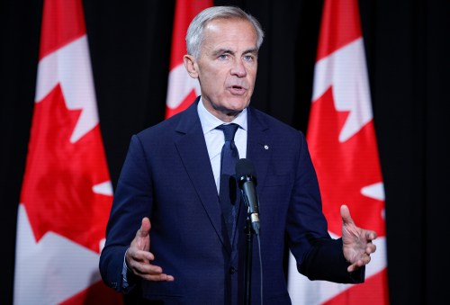 Prime Minister Mark Carney speaks to the media at a cabinet retreat in Banff, Alta., Thursday, Sept. 10, 2026. THE CANADIAN PRESS/Jeff McIntosh