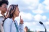 Quebec Solidaire co-spokesperson Ruba Ghazal gestures as she speaks to the media during a campaign stop in Montreal on Monday Sept. 14, 2026. Quebec votes in a provincial election on Oct. 5, 2026. THE CANADIAN PRESS/Christinne Muschi