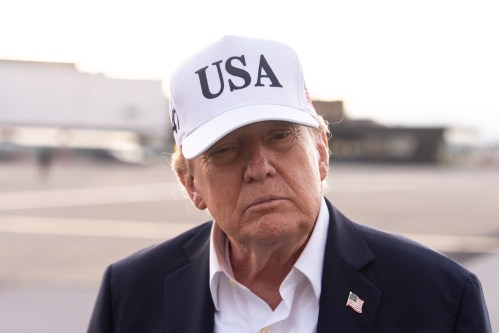 President Donald Trump speaks with reporters before boarding Air Force One at Shannon Airport, Sunday, Sept. 13, 2026, in Shannon, Ireland. (AP Photo/Julia Demaree Nikhinson)