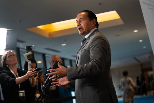 Manitoba Premier Wab Kinew speaks to reporters at the Council of the Federation meeting in Charlottetown on Wednesday July 22, 2026. THE CANADIAN PRESS/Darren Calabrese