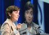 Coalition Avenir Québec Leader Christine Frechette speaks at the Quebec municipalities union (UMQ) electoral summit in Quebec City, Friday, Sept. 18, 2026. Quebecers are going to the polls for a general election on Oct. 5. THE CANADIAN PRESS/Jacques Boissinot