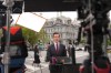 Vaughn Hillyard, White House correspondent for MS NOW, does a report from near the White House, Monday, Sept. 21, 2026, in Washington. (AP Photo/Mark Schiefelbein)