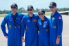 The crew for the upcoming NASA SpaceX launch (from left) — Sergey Teteryatnikov of Russia, pilot Luke Delaney, commander Jessica Watkins and Joshua Kutryk of Canada — pose for a photo at a news conference at the Kennedy Space Center in Cape Canaveral, Fla., on Saturday, Sept. 26, 2026. (AP Photo/John Raoux)
