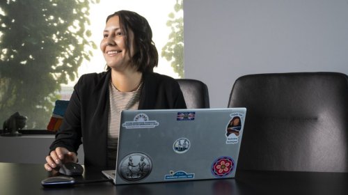 Angel Houle Municipal Affairs Coordinator for the Confederacy of Treaty Six First Nations, poses for a photo in Edmonton, on Friday, Oct. 2, 2026. THE CANADIAN PRESS/John Ulan