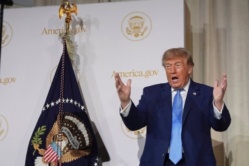 President Donald Trump gestures as he speaks at the Andrew W. Mellon Auditorium on Tuesday, Sept. 29, 2026, in Washington. (AP Photo/Alex Brandon)