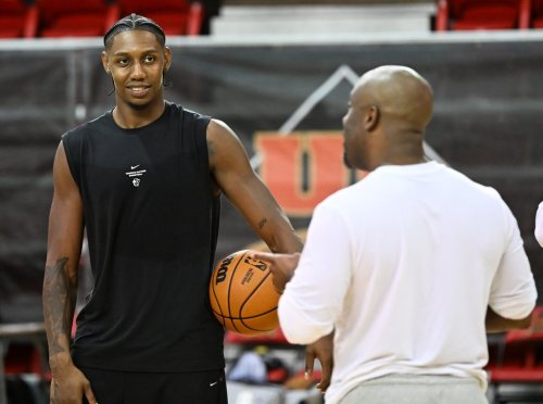 Toronto Raptors Kawhi Leonard listens to assistant coach Jeremy Castleberry during basketball training camp action in Quebec City, Tuesday, Sept. 29, 2026 THE CANADIAN PRESS/Jacques Boissinot
