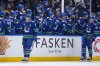 Vancouver Canucks' Brock Boeser (6) and Elias Pettersson (40) celebrate Boeser's goal during the second period of an NHL hockey game against the Anaheim Ducks, in Vancouver, on Tuesday, March 24, 2026. THE CANADIAN PRESS/Darryl Dyck