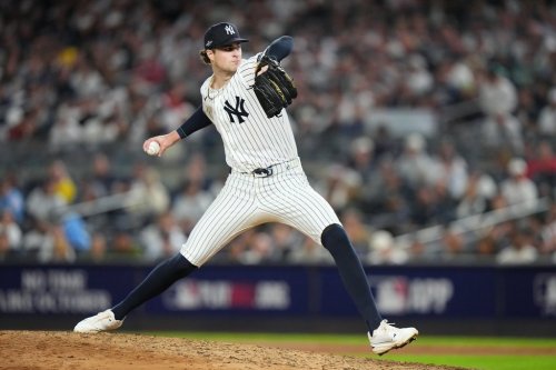 New York Yankees starting pitcher Cam Schlittler throws to the Boston Red Sox during the seventh inning in Game 1 of baseball's American League Wild Card Series, Tuesday, Sept. 29, 2026, in New York. (AP Photo/Frank Franklin II)