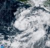 This satellite image from the National Oceanic and Atmospheric Administration shows Tropical Storm Vance strengthening in the Pacific Ocean on Wednesday, Oct. 21, 2026. (National Oceanic and Atmospheric Administration via AP)