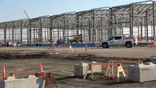 Bell Canada is building what's expected to be Canada's largest Canadian-owned data centre outside Regina, which is seen under construction over the summer. (The Canadian Press files)