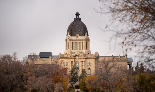 The Saskatchewan Legislative Building can be seen from Trafalgar Overlook in Regina on Thursday, Oct. 24, 2024. THE CANADIAN PRESS/Heywood Yu