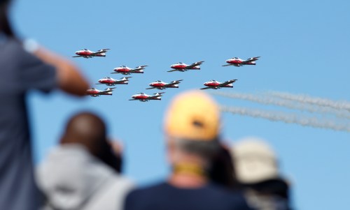 The Canadian Forces Snowbirds perform at the Aero Gatineau-Ottawa air show in Gatineau, Que., on Saturday, Sept. 19, 2026. THE CANADIAN PRESS/Patrick Doyle