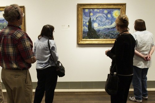 FILE - Visitors to the Museum of Fine Arts, Houston view Vincent van Gogh's painting, 
