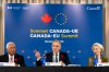 Prime Minister Mark Carney, centre, gives remarks alongside, President of the European Council, Antonio Costa, left, and President of the European Commission, Ursula von der Leyen, at a roundtable with business leaders during the Canada-EU Summit, in Montreal, on Thursday, Oct. 29, 2026. THE CANADIAN PRESS/Christopher Katsarov