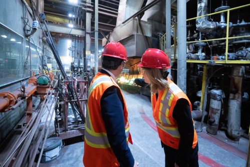 Minister of Industry Mélanie Joly, right, and Stéphane Séjourné, executive vice-president for prosperity and industrial strategy of the European Commission, tour Nexans Canada Inc., a copper rod and wire manufacturing plant in Montreal on Oct. 29, 2026. THE CANADIAN PRESS/Christinne Muschi
The Canadian Press