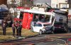 Police and fire personnel attend the scene of a fatal bus crash in Calgary, Thursday, Oct. 15, 2026. THE CANADIAN PRESS/Jeff McIntosh
