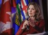 Alberta Premier Danielle Smith speaks at the Canada Strong and Free conference in Calgary, Friday, Oct. 16, 2026. THE CANADIAN PRESS/Jeff McIntosh