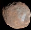 This photo provided by NASA/JPL-Caltech/University of Arizona, taken with NASA's Mars Reconnaissance Orbiter, shows Phobos, one of Mars' moons, on March 23, 2008. (NASA/JPL-Caltech/University of Arizona via AP)