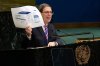 Cuban foreign minister Bruno Rodriguez Parrilla holds up a photo of a medication while speaking at United Nations headquarters, Wednesday, Oct. 28, 2026. (AP Photo/Seth Wenig)